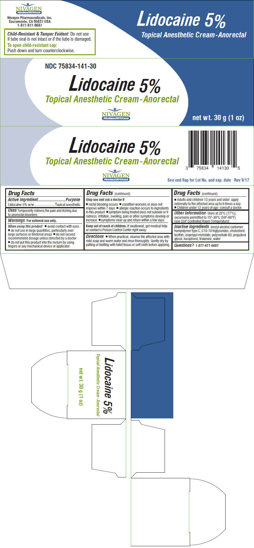 Pack of 12Lidocaine 5 Cream 30 Cream 5 30 gm By Nivagen