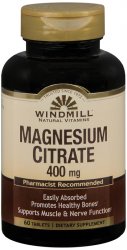 Magnesium Citrate 400 mg Tab 400 mg 60 By Windmill Health Products USA 