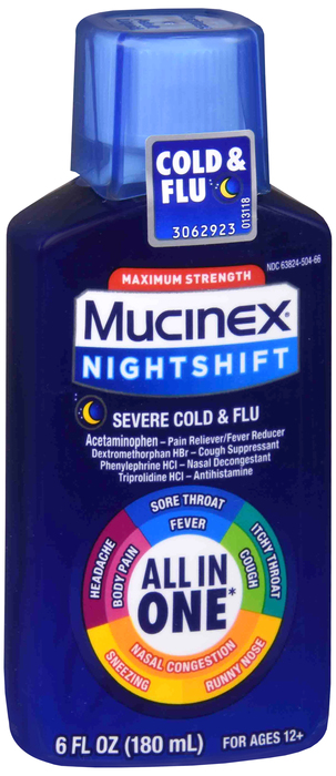 Mucinex Fast Max Nt Shft Cld/Flu Aio Liquid 6 oz By RB Health  USA 