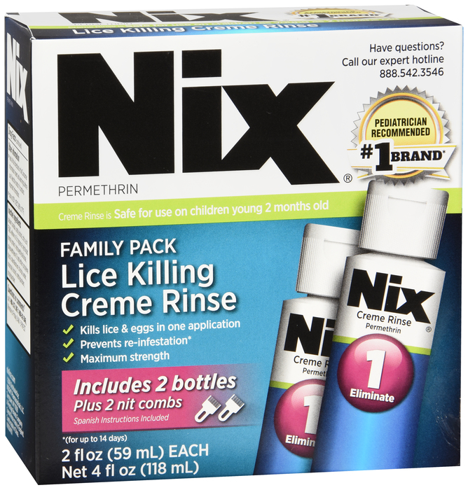 Nix Cream Rinse 1% Family Pack Liquid 2X59 ml By Medtech USA 