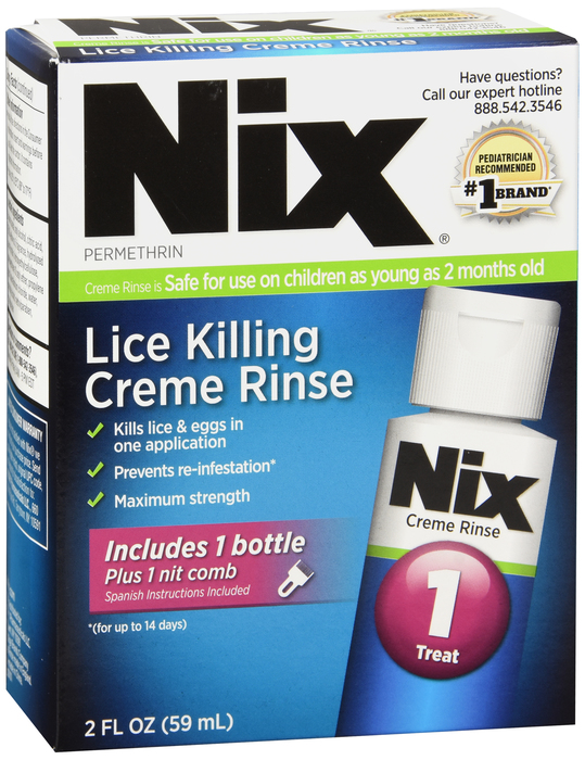 Case of 24-Nix Cream Rinse 1% Liquid 1% 2 oz By Medtech USA 