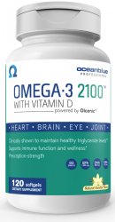 Omega-3 2100 W/Vit D Sgc Oceanblue Soft Gel 120 By Oceanblue USA 