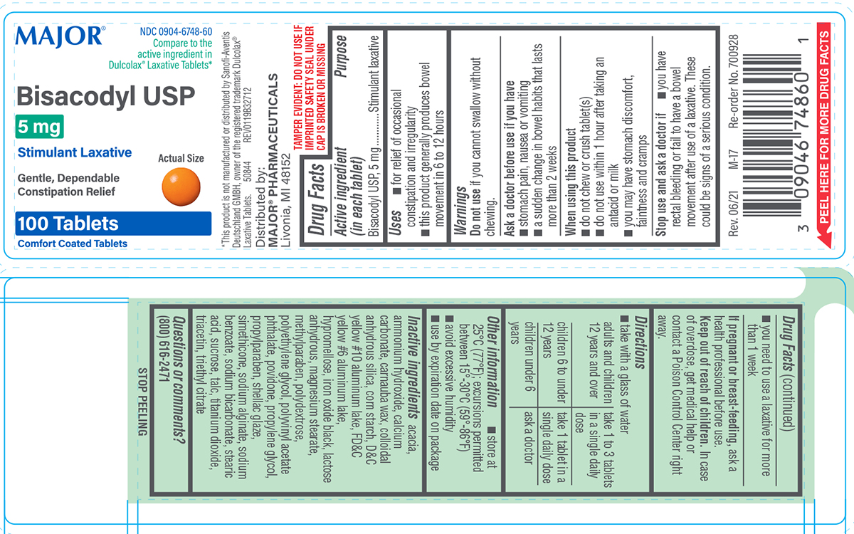 Item No. OTC842726, 842726, NDC# 00904-6748-17 00904-748-17 0090467481 00904674817 UPC Code: 0-30904-67481-7 030904-674817 030904674817 Bisacodyl 5Mg Enteric Tabl Tab 25 by Major Pharma USA Cate