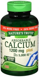 Pack of 12-Calcium 1200Mg+5000IU Sgc Soft Gel 5000IU N/T 120 By Rudolph Investme