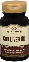 Pack of 12-Cod Liver Oil Soft Gel 100 By Windmill Health Products USA 