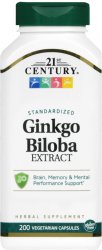 Pack of 12-Ginkgo Biloba Extract Veg Capsule 200 By 21st Century USA 