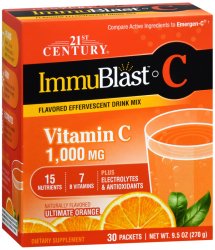 Pack of 12-Immublast-C Effrv 1000 mg Powder 1000 mg 30 By 21st Century USA 