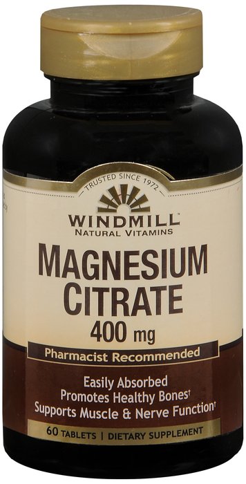 Pack of 12-Magnesium Citrate 400 mg Tab 400 mg 60 By Windmill Health Products US