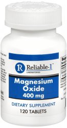 Pack of 12-Magnesium Oxide 400 mg Tab 400 mg 120 By Reliable 1 Laboratories USA 