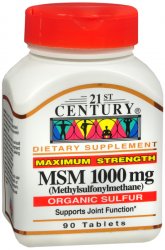 Pack of 12-MSM 1000 mg Tab 21St Cent Tab 1000 mg 90 By 21st Century USA 