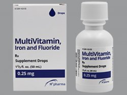 Pack of 12-Multivitamin Iron&Fluor 0.25 mg Drops  0.25 mg 50 ml By H2-Pharma USA