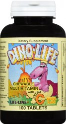 Pack of 12-Multivitamins Child Chewable + C Dino Tab 100 By National Vitamin Co 