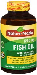 Pack of 12-Nature Made Fish Oil Plus Vitamin D Gelcap Liqui-Gels 90 By Pharmavit