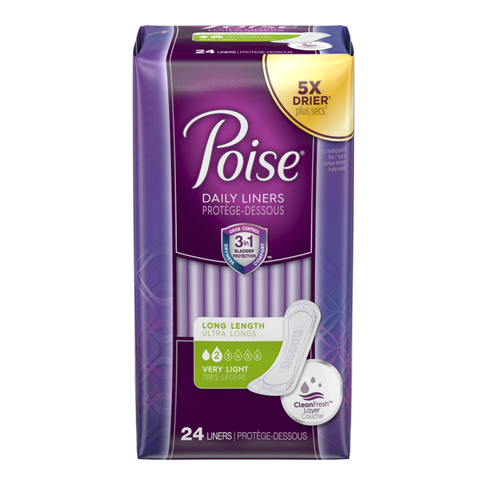 Pack of 12Poise Daily Liners Regular Length Very Light Pantiliners 26ct