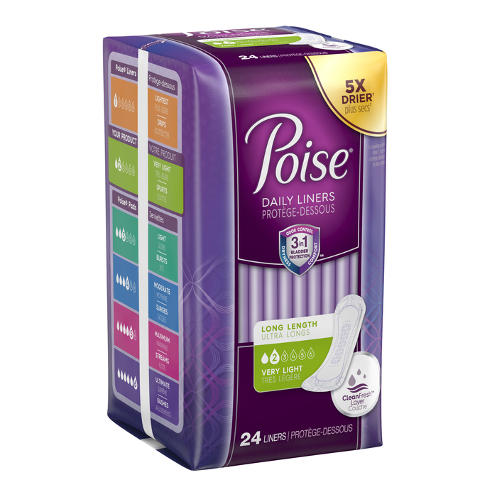 Poise Daily Liners Regular Length Very Light Pantiliners 8x26ct by Kimberly