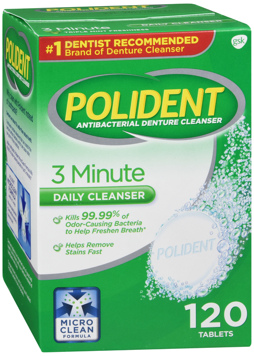 Pack of 12-Polident 3 Minute Tablet Mint Tab 120 By Glaxo Smith Kline Consumer H