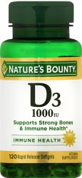 Pack of 12-Vitamin D3 1000IU Sftgl Sgt 1000IU 120 By Nature's Bounty USA 
