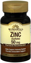 Pack of 12-Zinc 50 mg Tab Windmill Tab 50 mg 90 By Windmill Health Products USA 