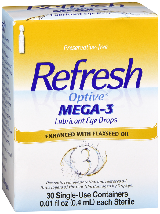 Case of 24-Refresh Optive Mega-3 Eye Drops 30X0.4 ml Drops 30X0.4 ml By Allergan USA 