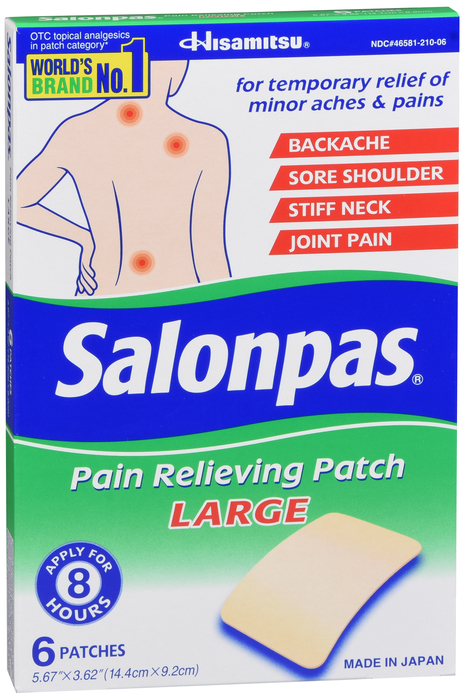 Pack of 12-Salonpas Pain Relieving Patch Large Patch 6 By Emerson Healthcare USA 