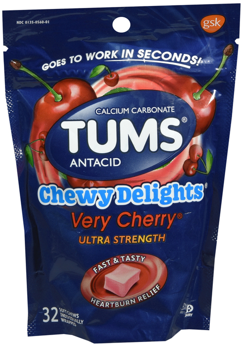Tums Chewy Delights Very Cherry Chewable 32 By Glaxo Smith Kline Consumer Hc USA 