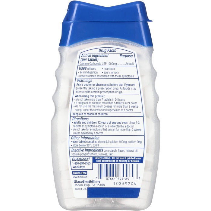 Tums Mint Ultra Strength Chewtab Chewable 72 By Glaxo Smith Kline