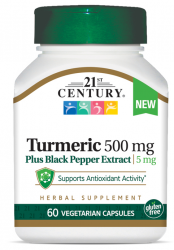 Turmeric W/ Black Pepper Ext Capsule 60 By 21st Century USA 