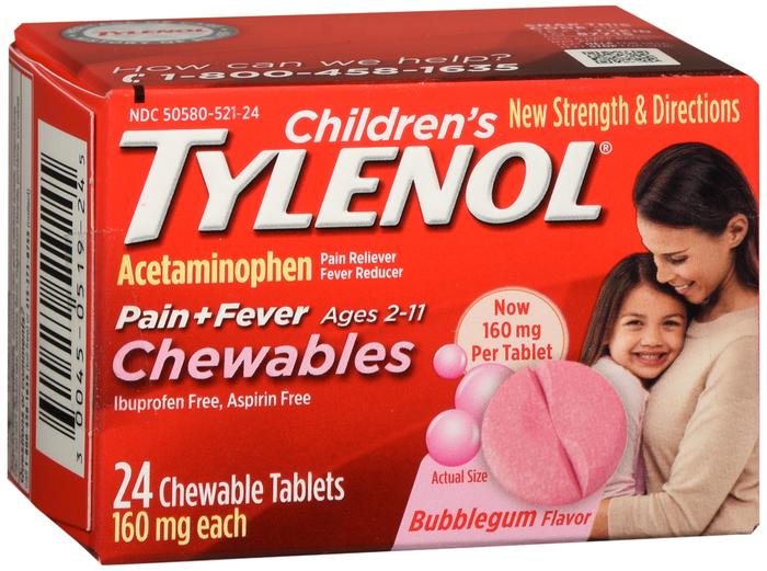 Tylenol Child Bubblegum Chewable Tab 24 By J&J Consumer USA 