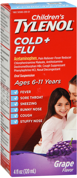 Pack of 12-Tylenol Child Cold+Flu SUSP Grape 4oz Suspension 4 oz By J&J Consumer