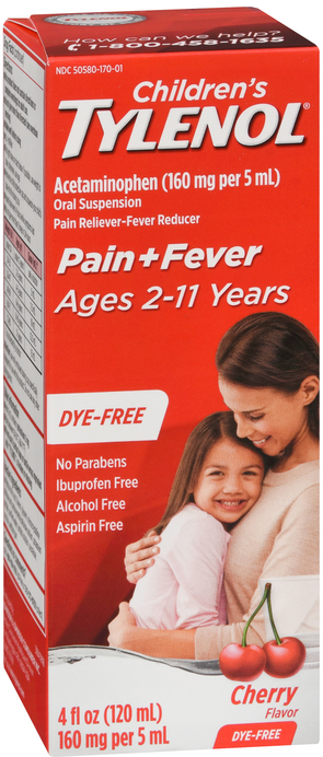 Case of 36-Tylenol Child Dye Free Cherry SUSP 4oz Suspension 4 oz By J&J Consume