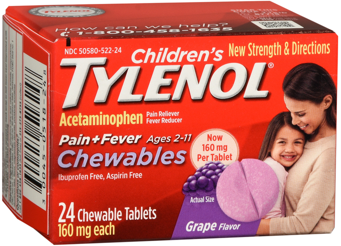 Case of 48-Tylenol Child Grape Chewable Tab Chewable 24 By J&J Consumer USA 