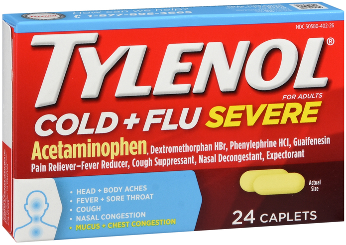 Case of 48-Tylenol Cold /Flu Severe Caplet 24 By J&J Consumer USA 