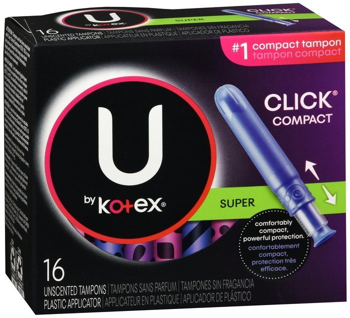 Pack of 12-U By Kotex Click Tampon Super Tampons 8X16 By Kimberly Clark USA 