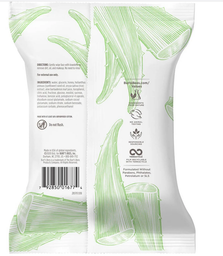 Burt's Bees Facial Clean Sens Wipes 30 By Clorox USA 