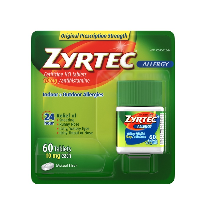 Zyrtec OTC Allergy 10 mg Tablet 60 By J&J Consumer USA 