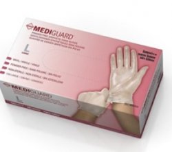 MediGuard Vinyl Synthetic Exam Gloves, Clear, Large By Medline Industries