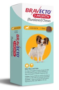 Bravecto 1-Month Chews for Dogs and Puppies 4.4 to 9.9 Pounds, Yellow Label (1 D