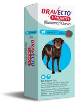 Bravecto 1-Month Chews for Dogs and Puppies 44 to 88 Pounds, Blue Label (1 Dose 