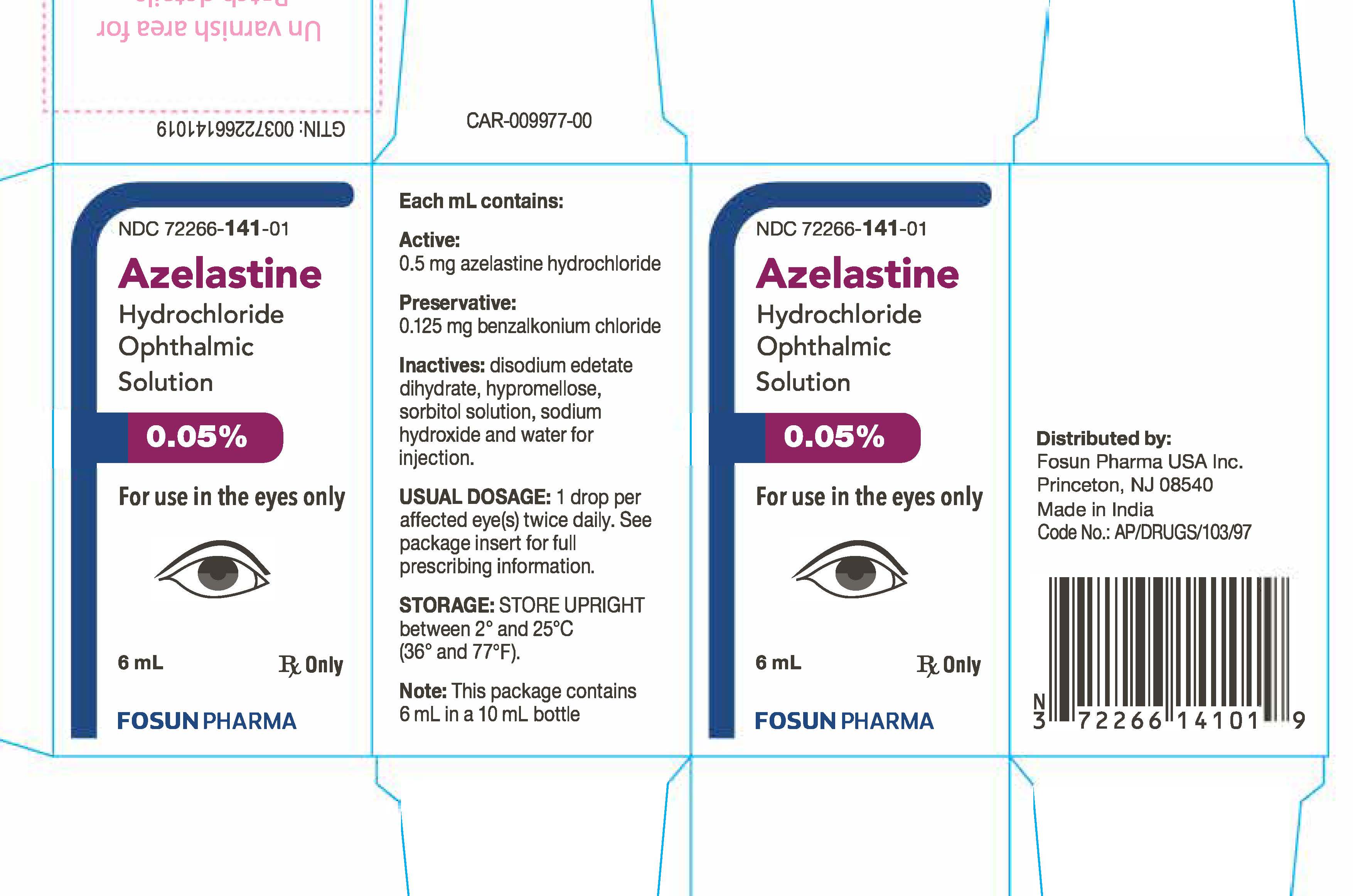 Rx Item-Azelastine 0.05% drops 6ml by Folsun Pharma 