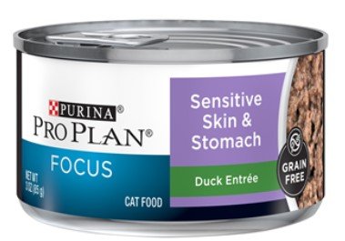 Pro Plan Focus Adult Sensitive Skin & Stomach Grain Free Duck Entrée for Cats, 