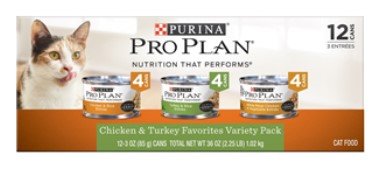 Pro Plan Savor Adult Chicken and Turkey Variety Pack for Cats, 3 oz By Purina