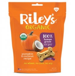 Riley’s Organic Dog Treats, Pumpkin and Coconut Recipe, Large Bone, 5oz