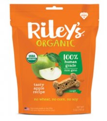 Riley’s Organic Dog Treats, Tasty Apple Recipe, Large Bone, 5oz By Riley's Or