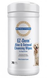 EZ-Derm Aloe and Oatmeal Wipes for Dogs and Cats, 70 Count By Stratford