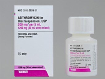 Azithromycin Suspension 200mg/5mL, 30mL By Teva Pharmaceuticals