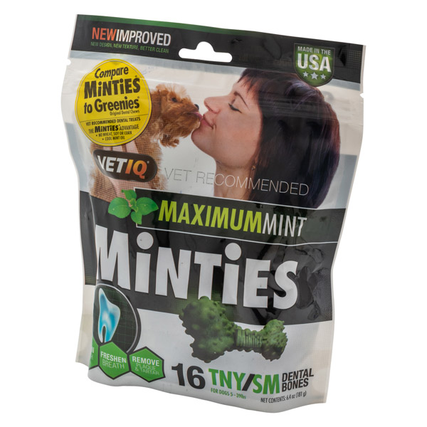 MINTIES MAXIMUM MINT TINY/SML 6.4 OZ TABLET 5-39 LBS By PETIQ Otc(Vet)