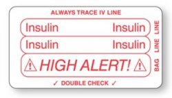 Sticker IV Insulin 3 1/4x1 3/4in White w/ Red 250/ By United Ad Label