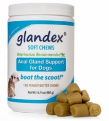 Glandex Anal Gland Support for Dogs, Peanut Butter Flavor, 120 Soft Chews