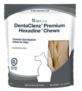 DentaClenz Premium Hexadine Chews for Dogs, Extra Large, 30 Count  By Vet One