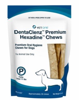 DentaClenz Premium Hexadine Chews for Dogs, Petite, 30 Count By Vet One